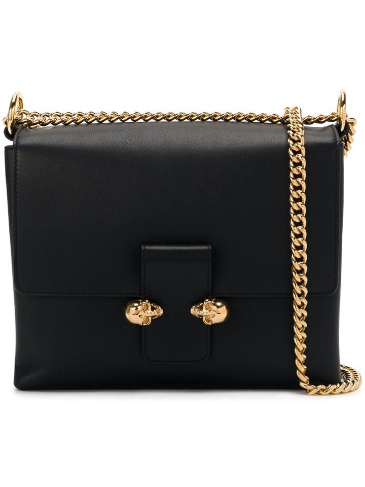 Alexander Mcqueen 'twin Skull' Satchel, Women's, Black, Calf Leather/metal (other)