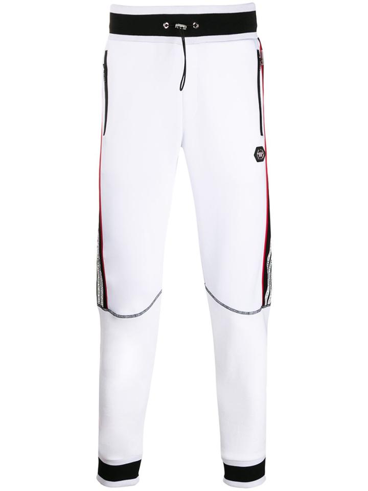 Philipp Plein Striped Logo Track Pants - White