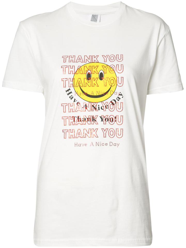 Rosie Assoulin 'thank You Smiley Face' T-shirt, Women's, Size: Small, White, Cotton