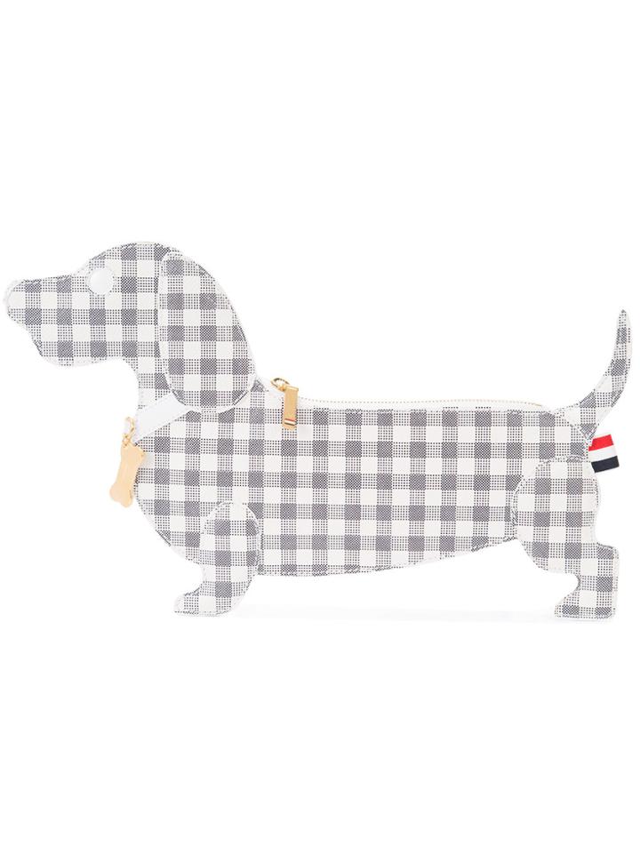 Thom Browne Checked Dog Clutch - Grey
