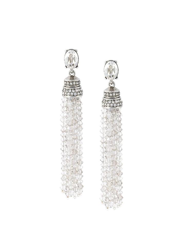 Oscar De La Renta Crystal Tassel Clip-on Earrings - Metallic