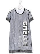 Gaelle Paris Kids Teen Logo Fishnet Dress - White