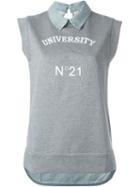 No21 Denim Collar Cap Sleeve Sweatshirt, Women's, Size: 44, Grey, Cotton