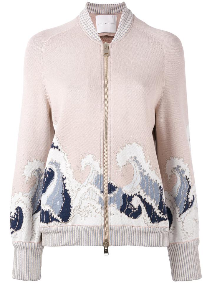 Giada Benincasa Waves Pattern Bomber Jacket, Women's, Size: Medium, Pink/purple, Cotton/polyester/spandex/elastane/viscose