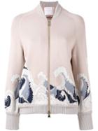 Giada Benincasa Waves Pattern Bomber Jacket, Women's, Size: Medium, Pink/purple, Cotton/polyester/spandex/elastane/viscose