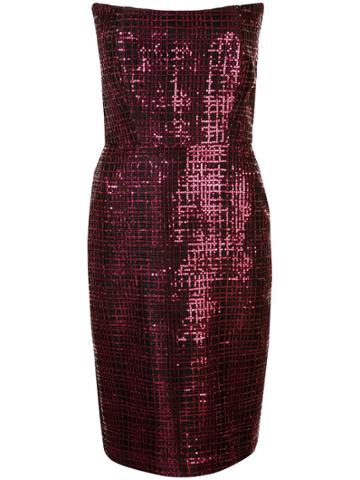 Michelle Mason Strapless Sequined Dress - Pink