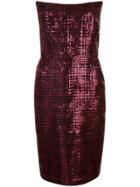 Michelle Mason Strapless Sequined Dress - Pink
