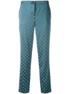 Etro Circles Print Cropped Trousers, Women's, Size: 42, Blue, Viscose/polyamide/spandex/elastane