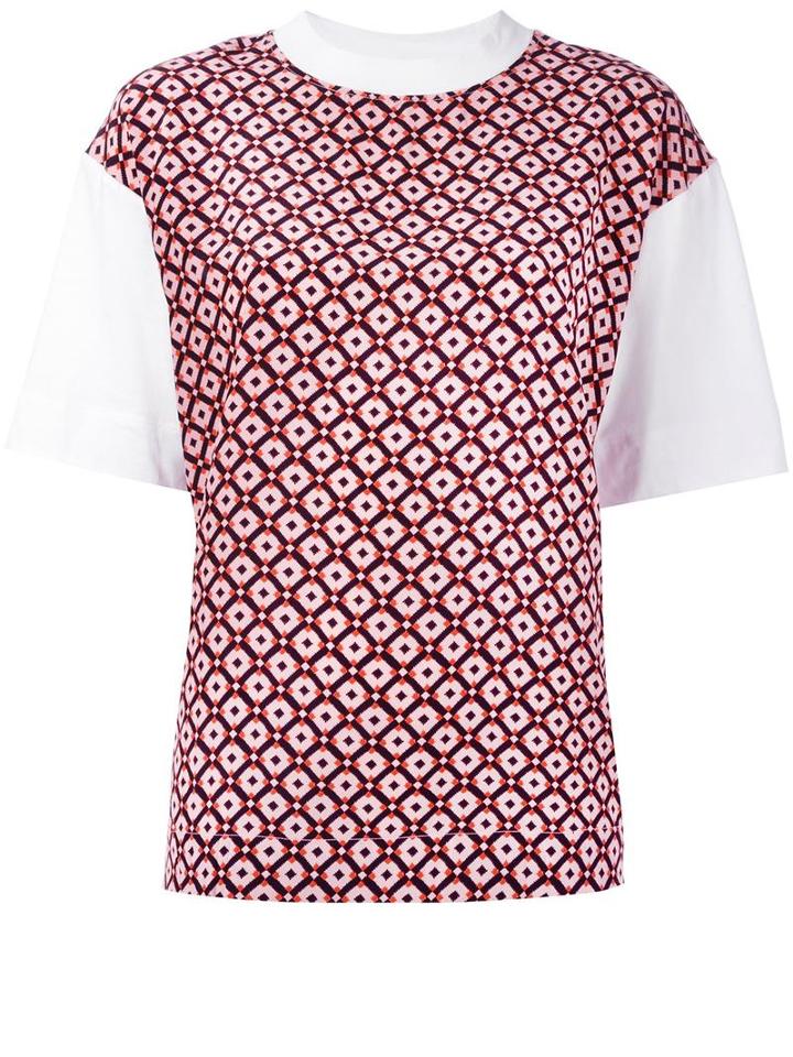 Marni Geometric T-shirt, Women's, Size: 38, White, Cotton/silk