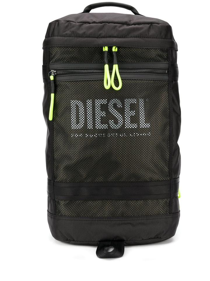 Diesel Panelled Mesh Backpack - Black