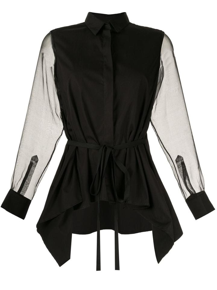 Shanshan Ruan Organza-panelled Shirt - Black