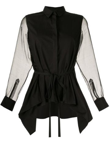 Shanshan Ruan Organza-panelled Shirt - Black