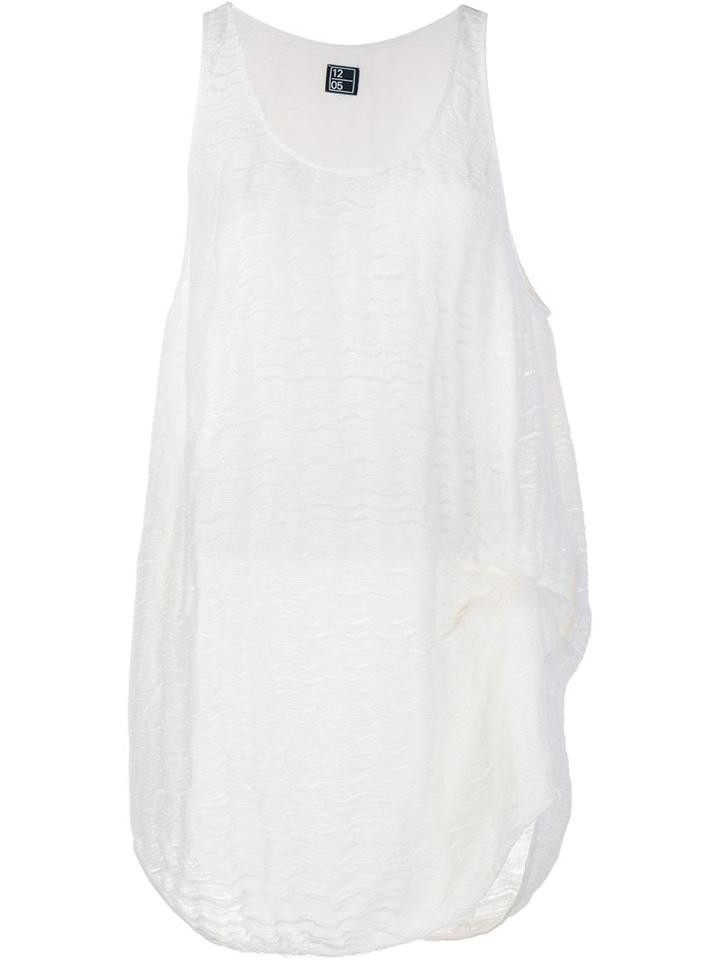 1205 Sleeveless Threaded Asymmetric Top, Women's, Size: Large, Nude/neutrals, Cotton/linen/flax/viscose