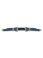 Olympiah Double Buckle Leather Belt - Blue