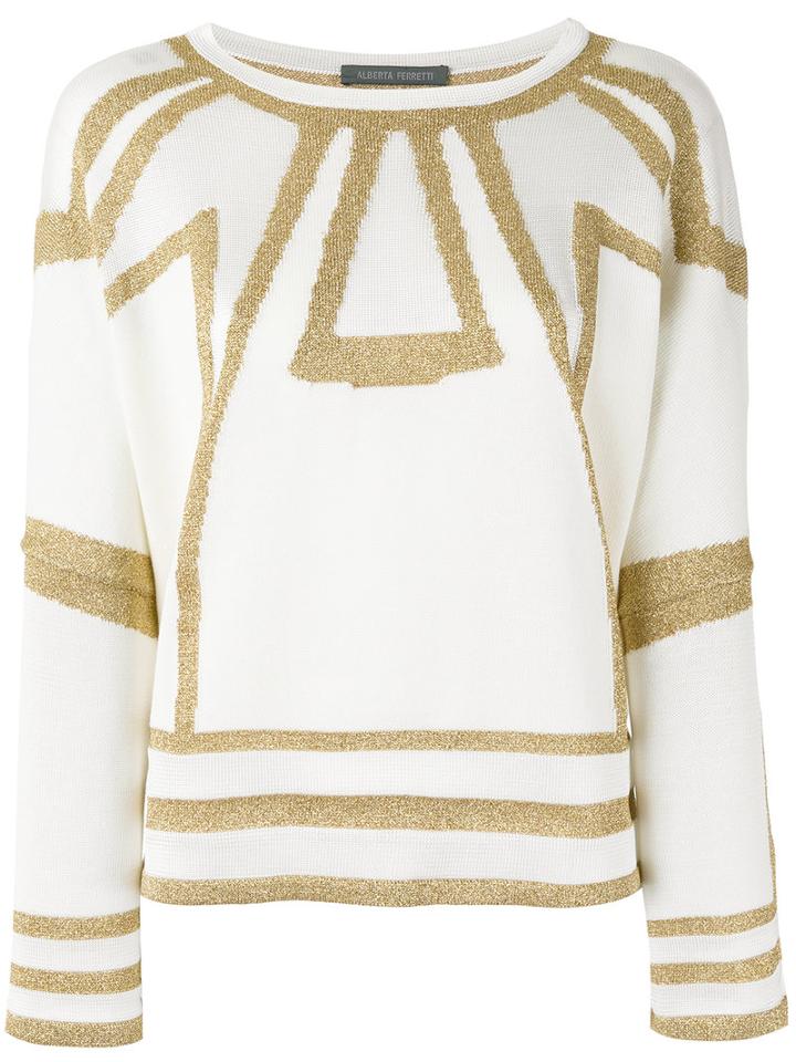 Alberta Ferretti Contrast Jumper, Women's, Size: 40, White, Cotton