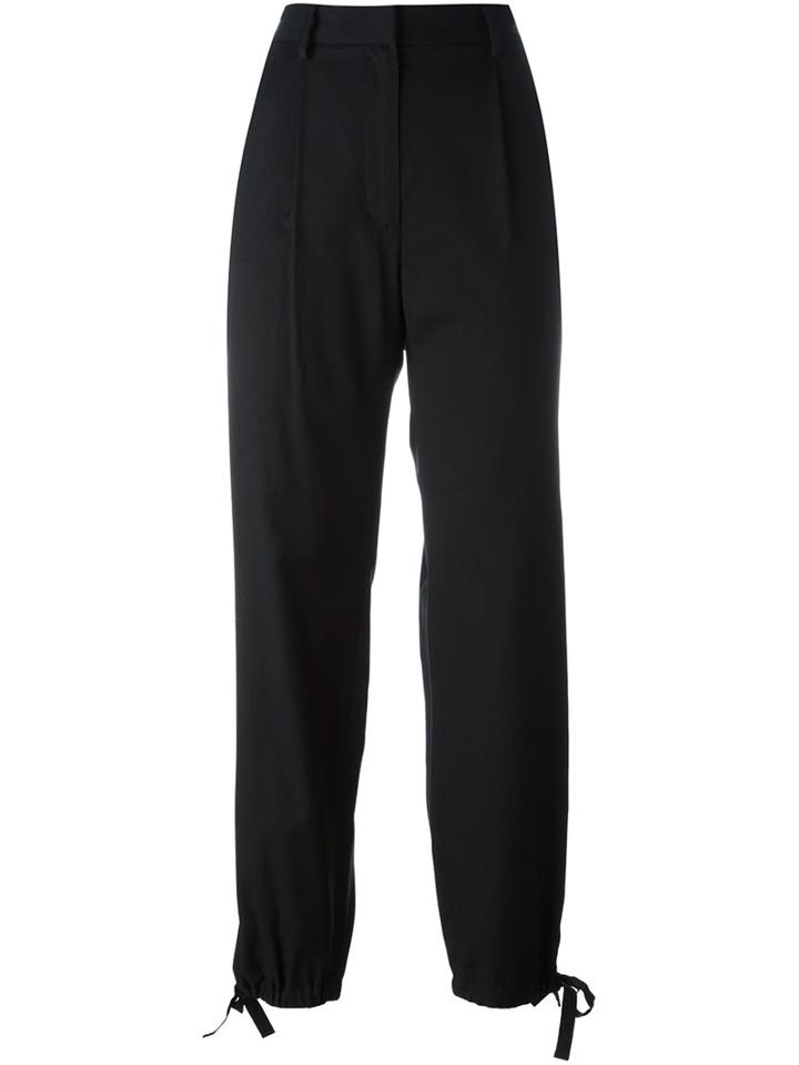 Mm6 Maison Margiela Elastic Hem Straight Trousers, Women's, Size: 42, Black, Viscose/wool