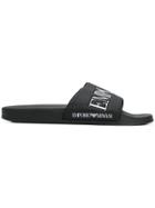 Emporio Armani Logo Sliders - Black
