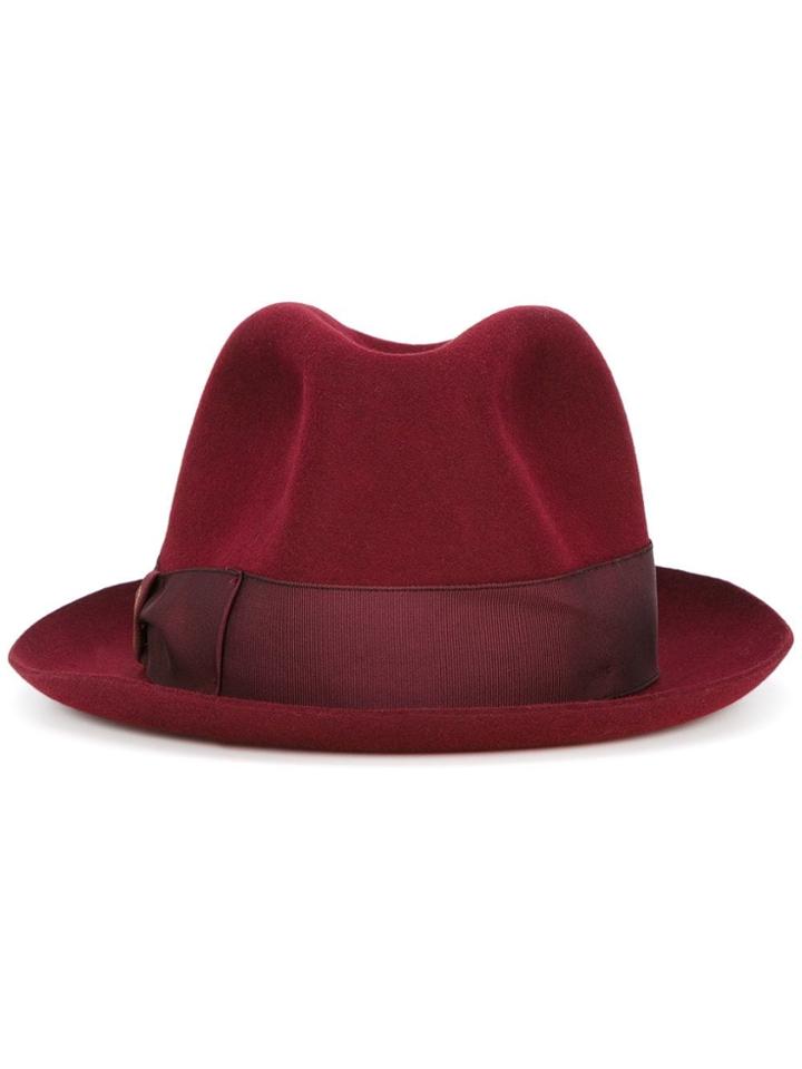 Borsalino Grosgrain Band Trilby Hat - Red