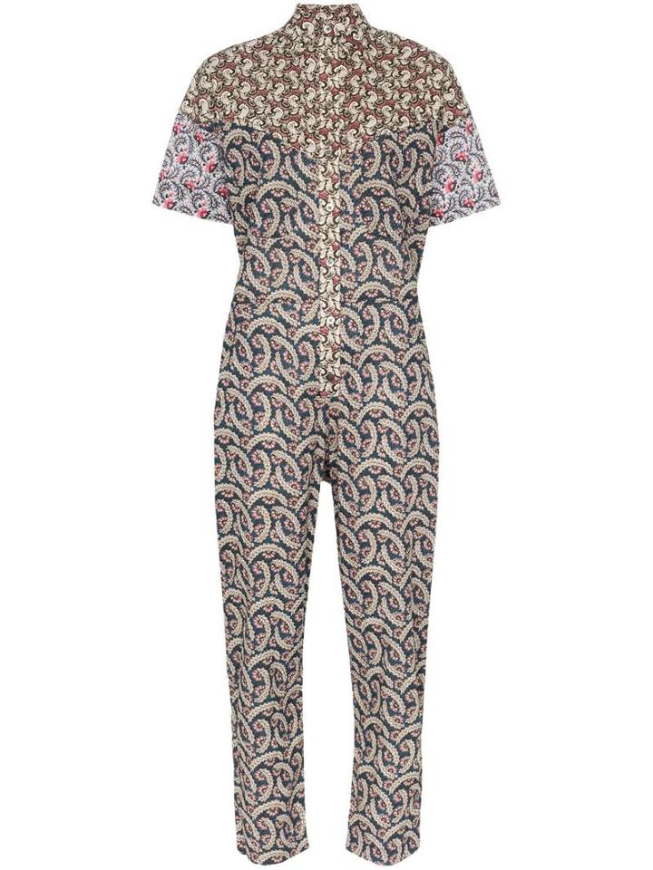Isabel Marant Étoile Lindsie V-neck Patchwork Cotton Jumpsuit - Pink