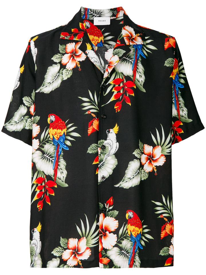 Rhude Parrot Print Shirt - Black