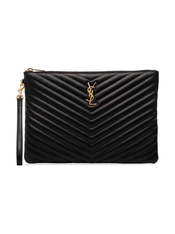 Saint Laurent Quilted Leather Clutch Bag - Black