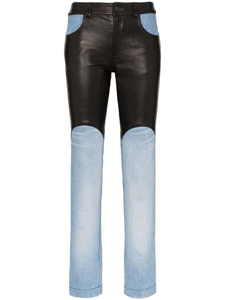 Skiim Jamie Leather Panel Jeans - Blue