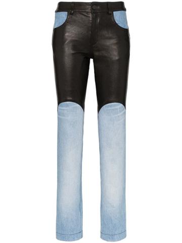 Skiim Jamie Leather Panel Jeans - Blue