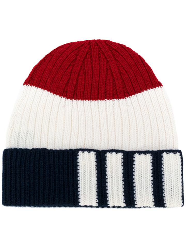 Thom Browne Cashmere Tri-stripe Hat - Multicolour