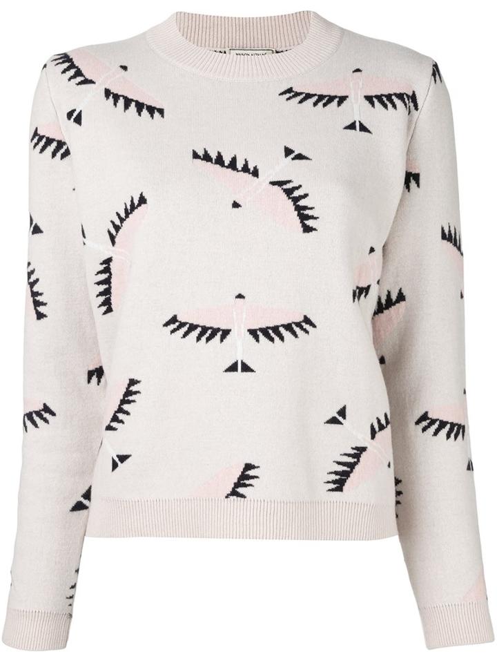 Maison Kitsuné Bird Intarsia Jumper, Women's, Size: Large, Nude/neutrals, Cashmere/wool