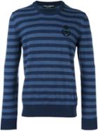 Dolce & Gabbana Striped Jumper, Men's, Size: 54, Blue, Virgin Wool