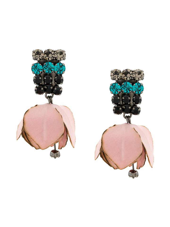 Marni Fabric Tulip Earrings - Pink & Purple