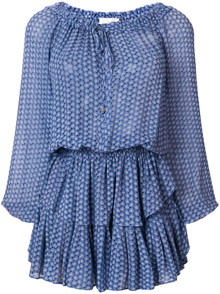 Love Shack Fancy Printed Drop Waist Dress - Blue