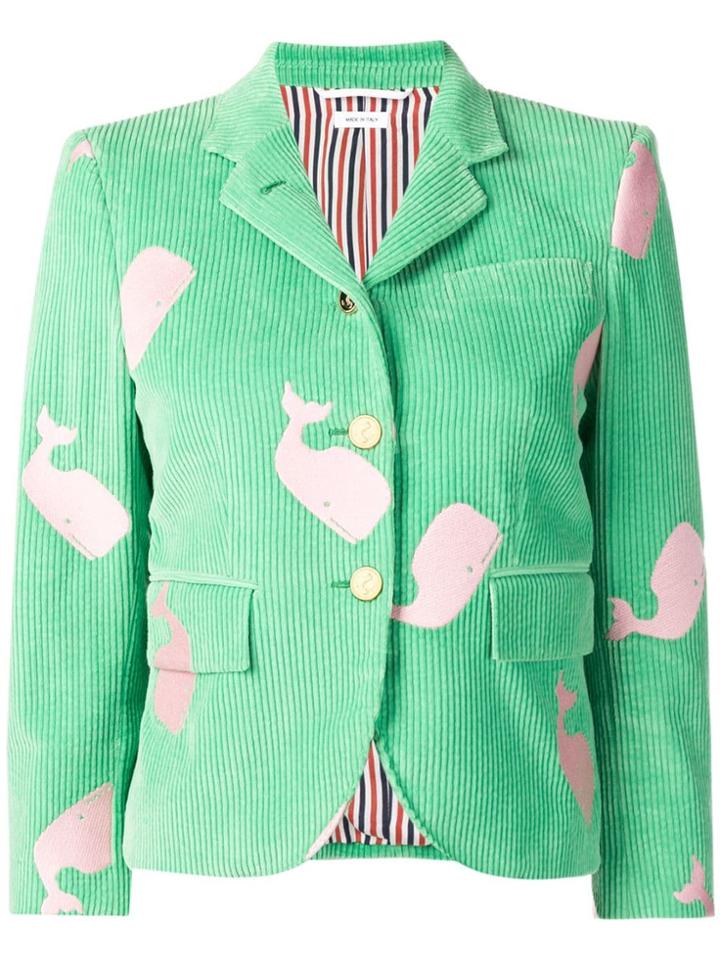 Thom Browne Whale Embroidery Little Boy Jacket - Green