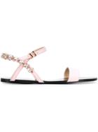 Anna Baiguera Jewel Embellished Sandals, Women's, Size: 36, Pink/purple, Leather/metal Other