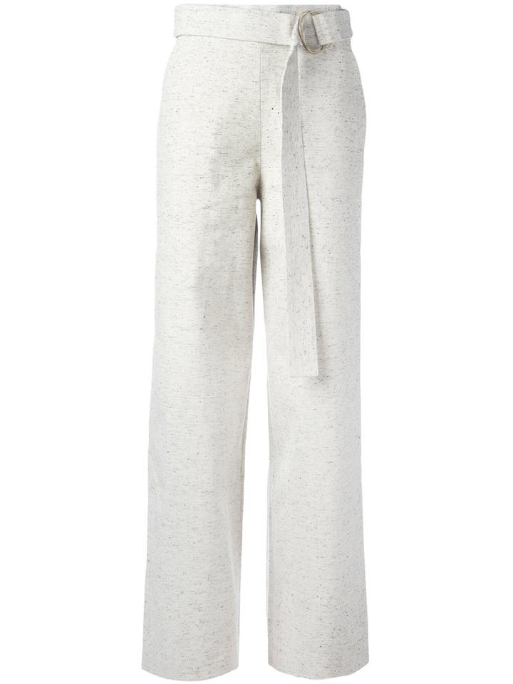 Charlie May Belted Wide Leg Trousers, Women's, Size: 6, White, Cotton