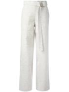 Charlie May Belted Wide Leg Trousers, Women's, Size: 6, White, Cotton