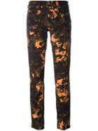 Versus Camouflage Print Cropped Jeans, Women's, Size: 24, Orange, Polyester/cotton/spandex/elastane