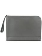 Valextra Zipped Clutch, Men's, Grey, Calf Leather/leather