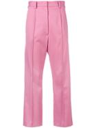 Mm6 Maison Margiela Cropped High Waisted Trousers - Pink & Purple