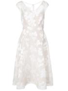 Lela Rose Floral Embroidered Flared Dress - White
