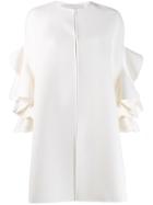 Valentino Ruffle Sleeve Coat - White