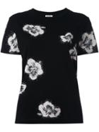 Saint Laurent Glitter Effect Floral Jersey, Women's, Size: Xl, Black, Cotton/polyester