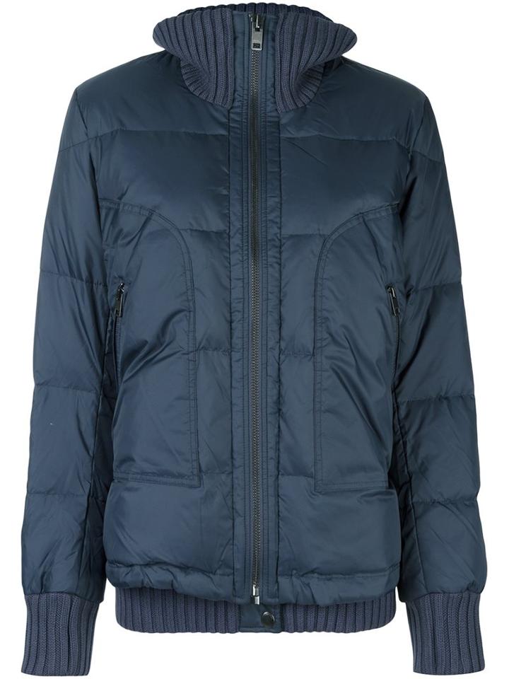Diesel Ribbed Trim Puffer Jacket, Women's, Size: Large, Blue, Cotton/feather Down/nylon