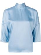 Tibi Cropped Sleeve Blouse - Blue