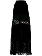 Romeo Gigli Pre-owned Lace-embroidered Maxi Skirt - Black