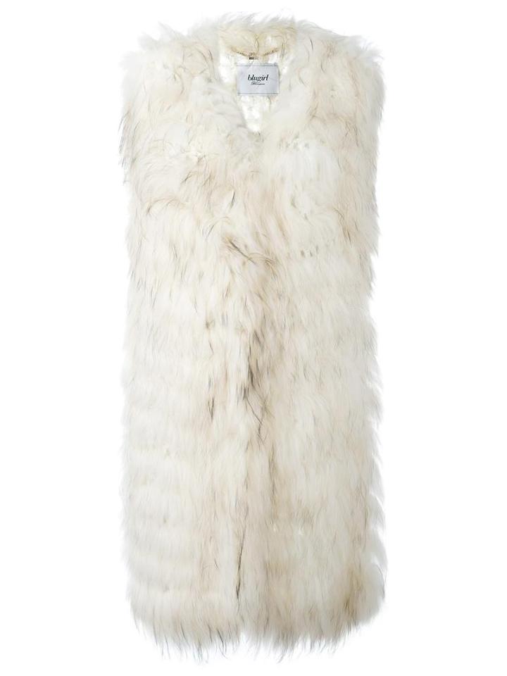 Blugirl Sleeveless Fur Coat, Women's, Size: 42, White, Acrylic/raccoon Dog