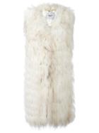Blugirl Sleeveless Fur Coat, Women's, Size: 42, White, Acrylic/raccoon Dog