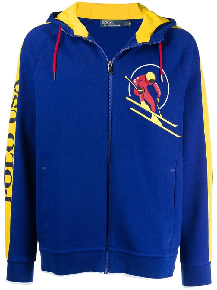 Polo Ralph Lauren Contrast Stripe Zip Hoodie - Blue