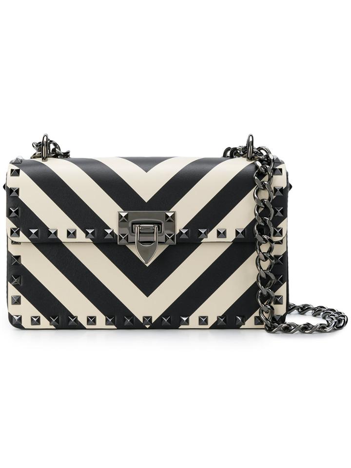 Valentino Chevron Pattern Shoulder Bag - Black