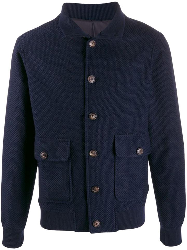 Lardini Button-down Bomber Jacket - Blue